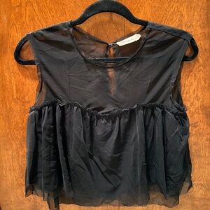 Sheer cropped babydoll top